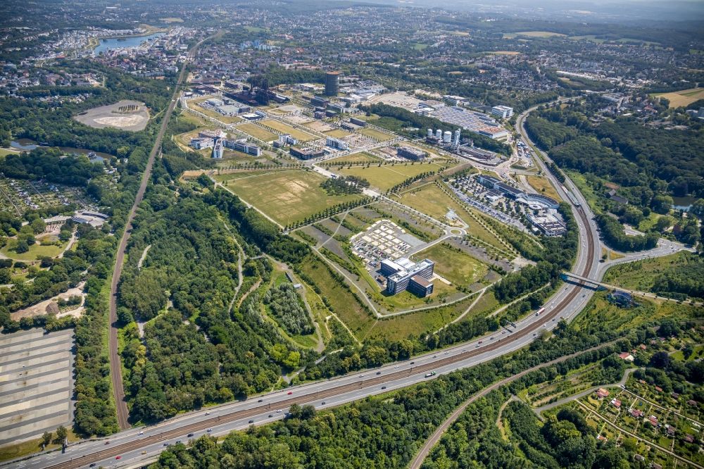 Dortmund from above - Park of WiloPark in the district Phoenix-West in Dortmund in the state North Rhine-Westphalia, Germany