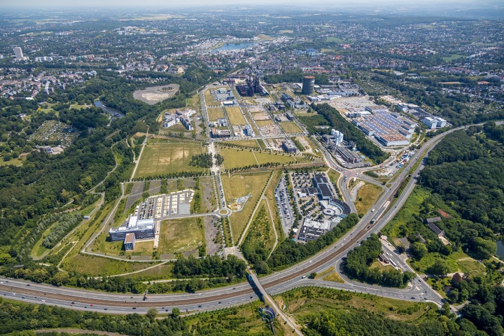 Dortmund from the bird's eye view: Park of WiloPark in the district Phoenix-West in Dortmund in the state North Rhine-Westphalia, Germany