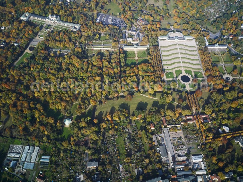 Aerial photograph Potsdam - Parks at the Lustgarten at Sanssouci Palace in Potsdam in Brandenburg