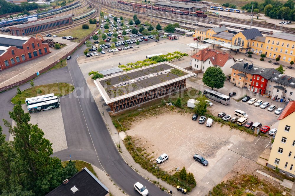 Aerial photograph Eberswalde - Parking deck on the building of the car park fuer Fahrraeder in Eberswalde in the state Brandenburg, Germany