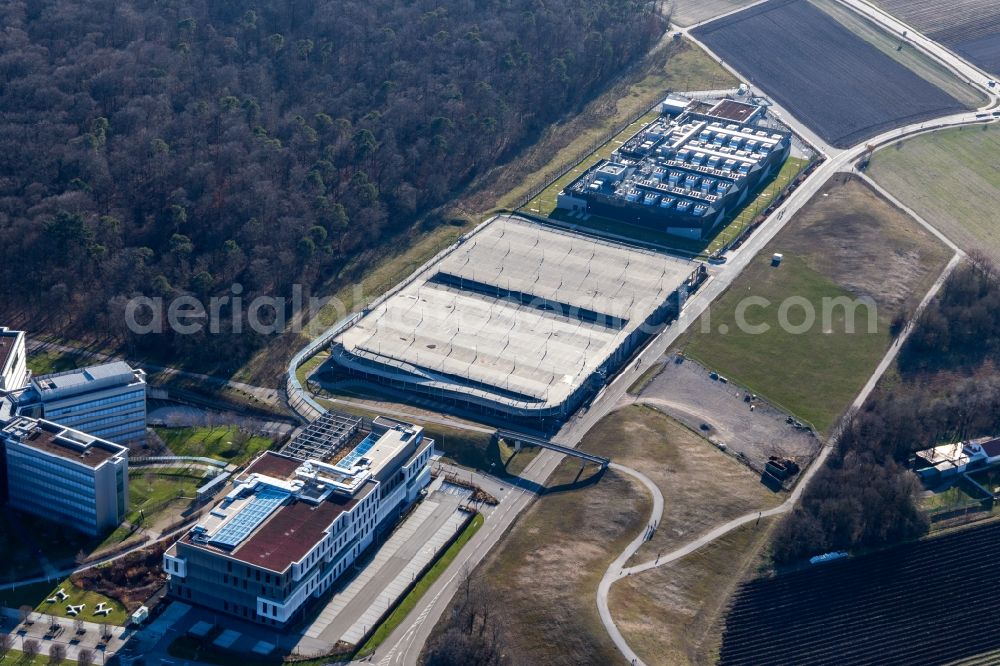 Aerial photograph Walldorf - Parking deck on the building of the car park of SAP Deutschland SE & Co. KG in Walldorf in the state Baden-Wuerttemberg, Germany