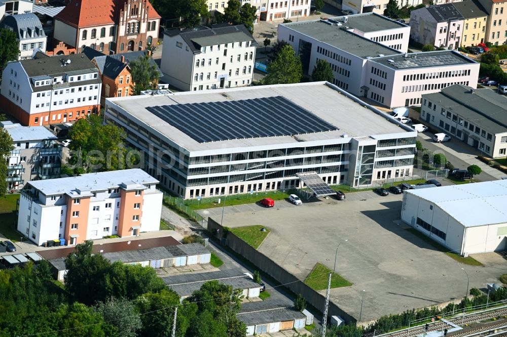 Aerial image Bernau - Parking garage on street Breitscheidstrasse in Bernau in the state Brandenburg, Germany