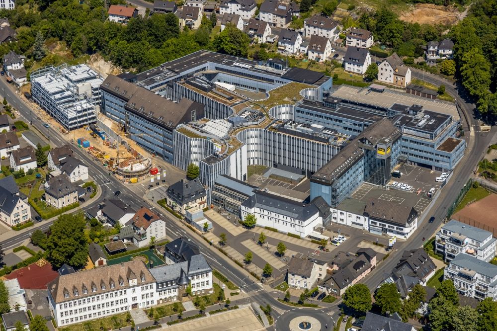 Aerial photograph Attendorn - Buildings and production halls on the factory premises of Viega Holding GmbH & Co. KG at Viega Platz in Attendorn in the federal state of North Rhine-Westphalia, Germany