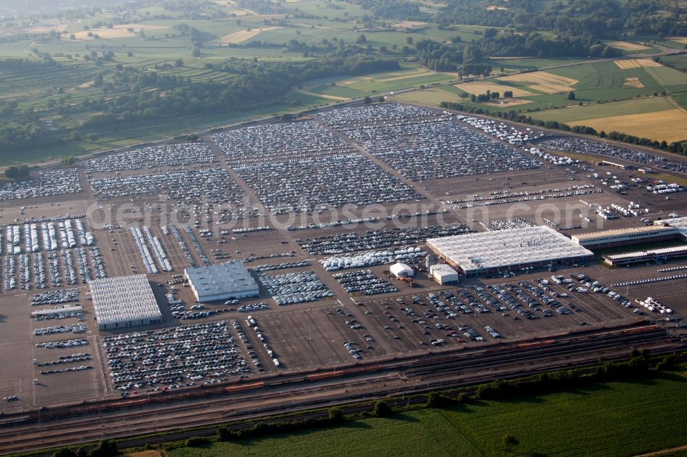 Aerial photograph Kippenheim - Parking and storage space for automobiles of MOSOLF Logistics & Services GmbH in Kippenheim in the state Baden-Wuerttemberg