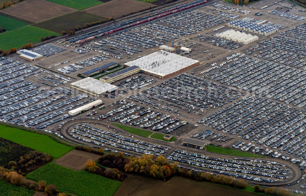 Kippenheim from above - Parking and storage space for automobiles of MOSOLF Logistics & Services GmbH in Kippenheim in the state Baden-Wuerttemberg