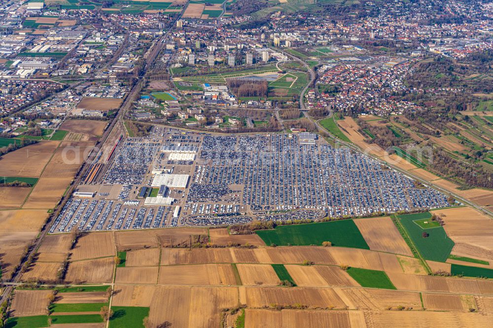 Aerial photograph Kippenheim - Parking and storage space for automobiles of MOSOLF Logistics & Services GmbH on street Freimatte in Kippenheim in the state Baden-Wuerttemberg