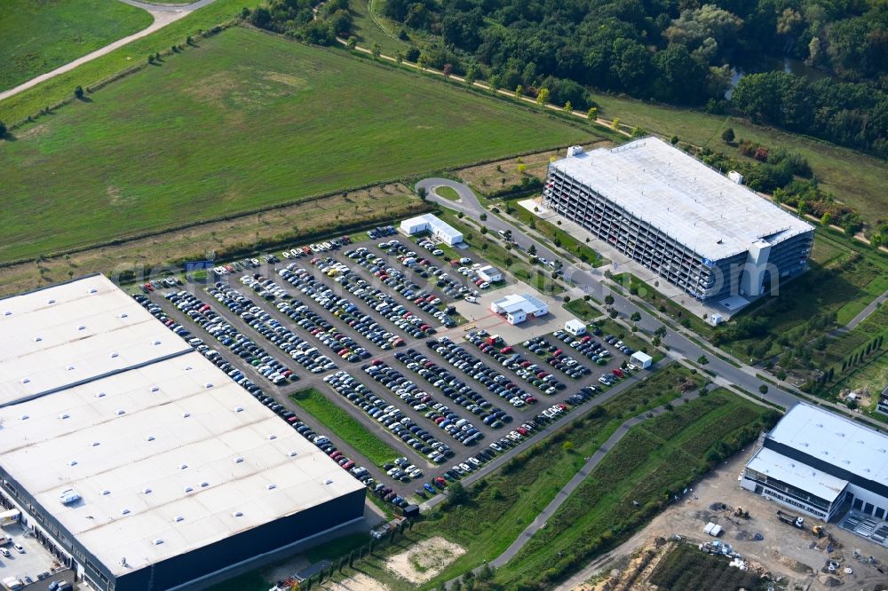 Aerial photograph Berlin - Parking and storage space for automobiles on Gebrueder-Hirth-Strasse in the district Bohnsdorf in Berlin, Germany