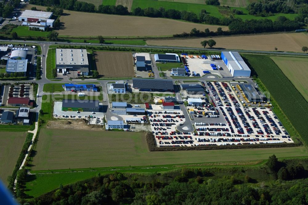Aerial photograph Dillingen an der Donau - Parking and storage space for automobiles on Einsteinstrasse in Dillingen an der Donau in the state Bavaria, Germany