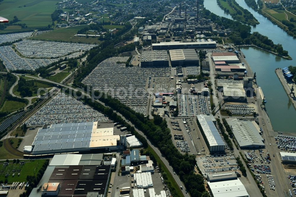 Aerial image Kelheim - Parking and storage space for automobiles on Grenzstrasse in Kelheim in the state Bavaria, Germany