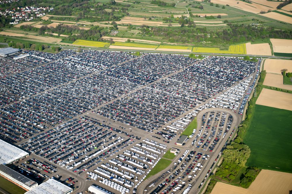 Kippenheim from above - Parking and storage space for automobiles of MOSOLF Logistics & Services GmbH on street Freimatte in Kippenheim in the state Baden-Wuerttemberg