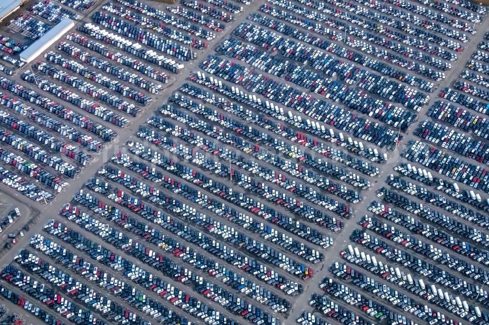 Kippenheim from above - Parking and storage space for automobiles of MOSOLF Logistics & Services GmbH on Freimatte in Kippenheim in the state Baden-Wurttemberg, Germany