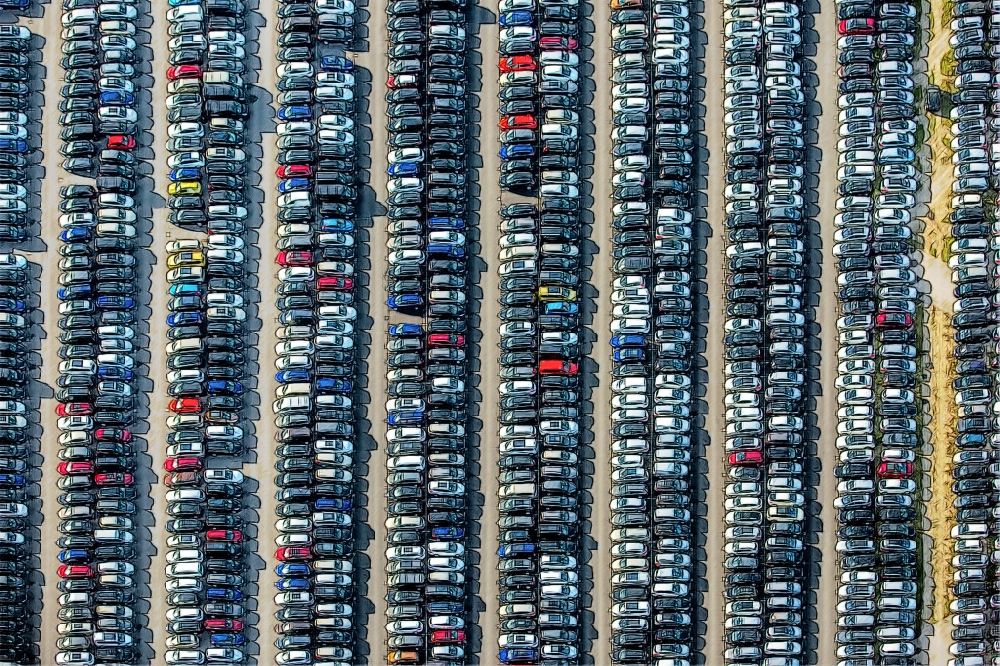 Aerial image Zülpich - Parking and storage space for automobiles in Zuelpich in the state North Rhine-Westphalia