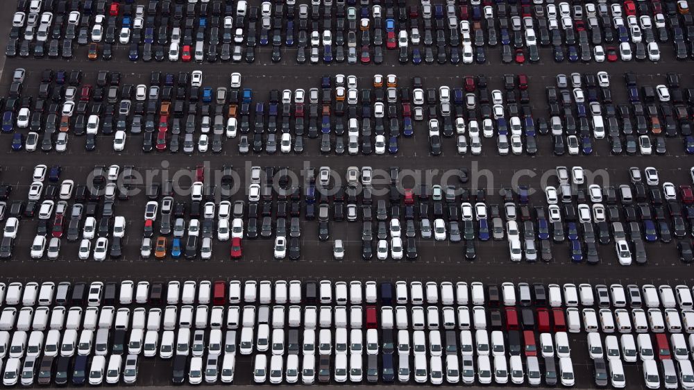 Zülpich from the bird's eye view: Parking and storage space for new cars Automobile in Zuelpich in North Rhine-Westphalia