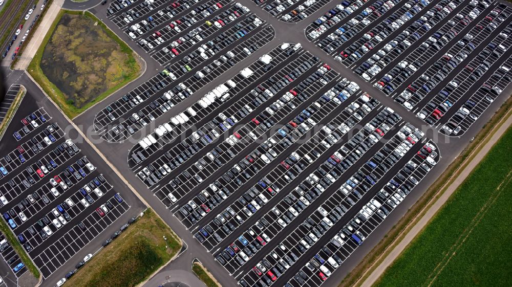 Zülpich from above - Parking and storage space for new cars Automobile in Zuelpich in North Rhine-Westphalia