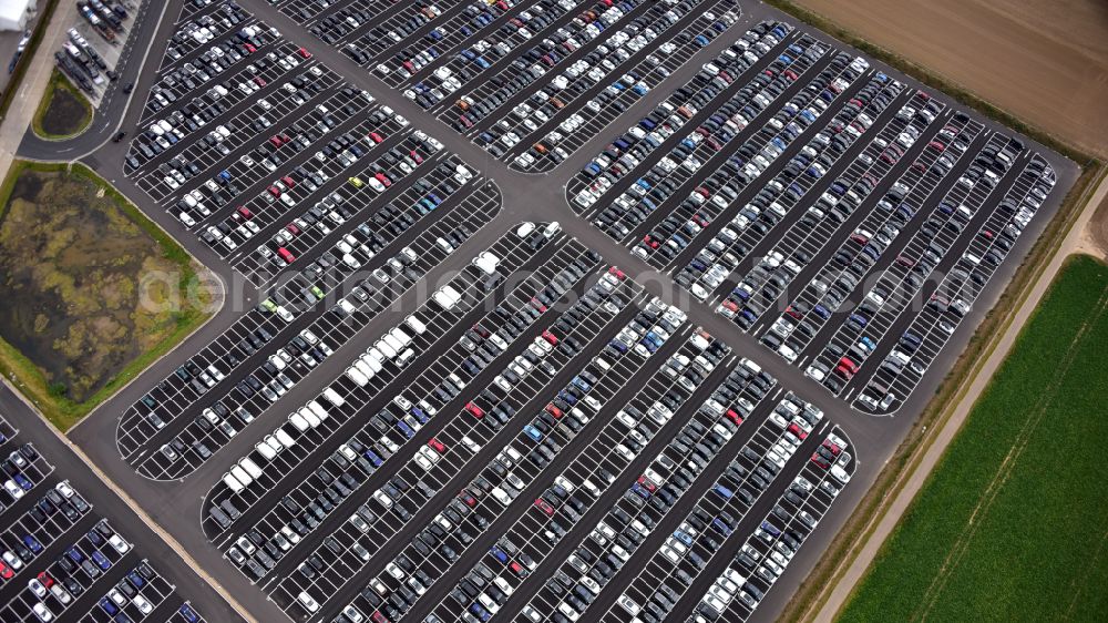 Zülpich from above - Parking and storage space for new cars Automobile in Zuelpich in North Rhine-Westphalia