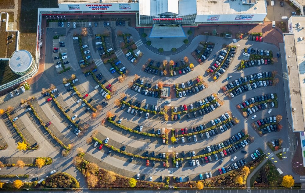 Witten from the bird's eye view: Parking and storage space for automobiles in Witten in the state North Rhine-Westphalia