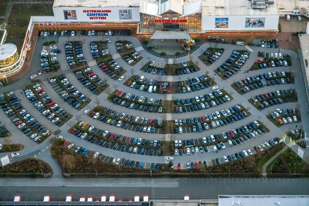 Witten from above - Parking and storage space for automobiles in Witten in the state North Rhine-Westphalia