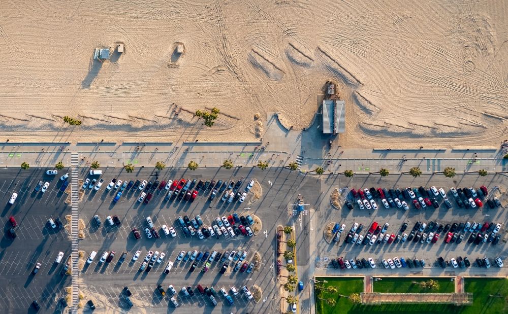 Aerial photograph Los Angeles - Parking area at Venice Beach in Los Angeles in California, USA