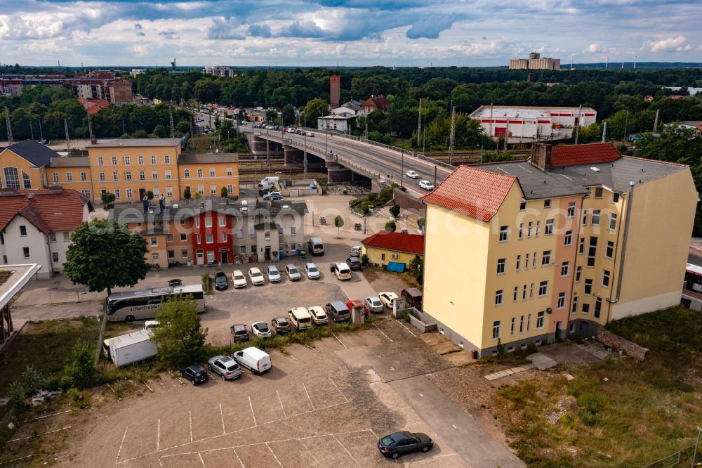 Aerial photograph Eberswalde - Taxi rank - Parking lot, waiting area and parking space for taxi - Automobile Taxi Wutkowsky in Eberswalde in the state Brandenburg, Germany