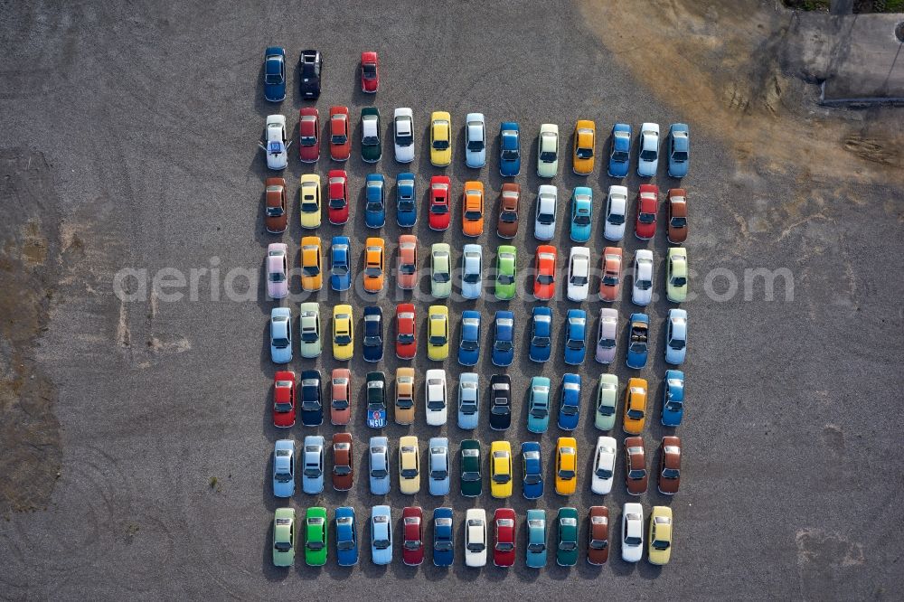 Heilbronn from above - Taxi rank - Parking lot, waiting area and parking space for taxi - Automobile in Heilbronn in the state Baden-Wurttemberg, Germany