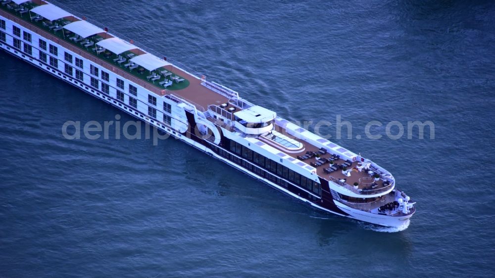 Aerial image Bonn - Passenger and passenger ship Excellence Princess on the Rhine in Bonn in the state North Rhine-Westphalia, Germany