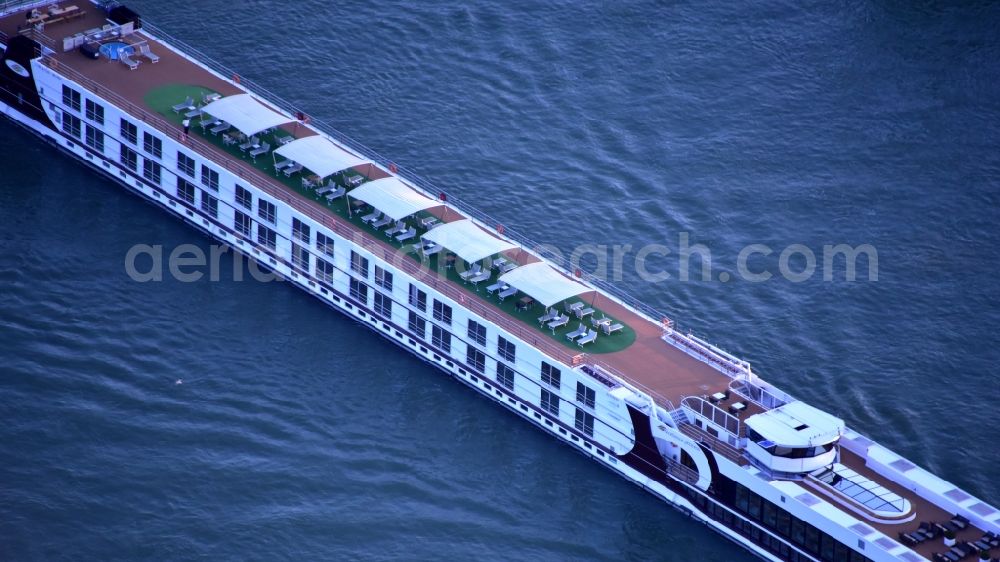 Aerial photograph Bonn - Passenger and passenger ship Excellence Princess on the Rhine in Bonn in the state North Rhine-Westphalia, Germany