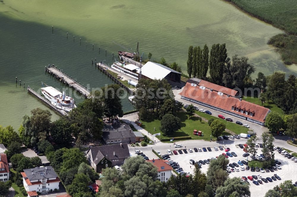 Inning am Ammersee from the bird's eye view: Passenger ship Anleger in Inning am Ammersee in the state Bavaria, Germany