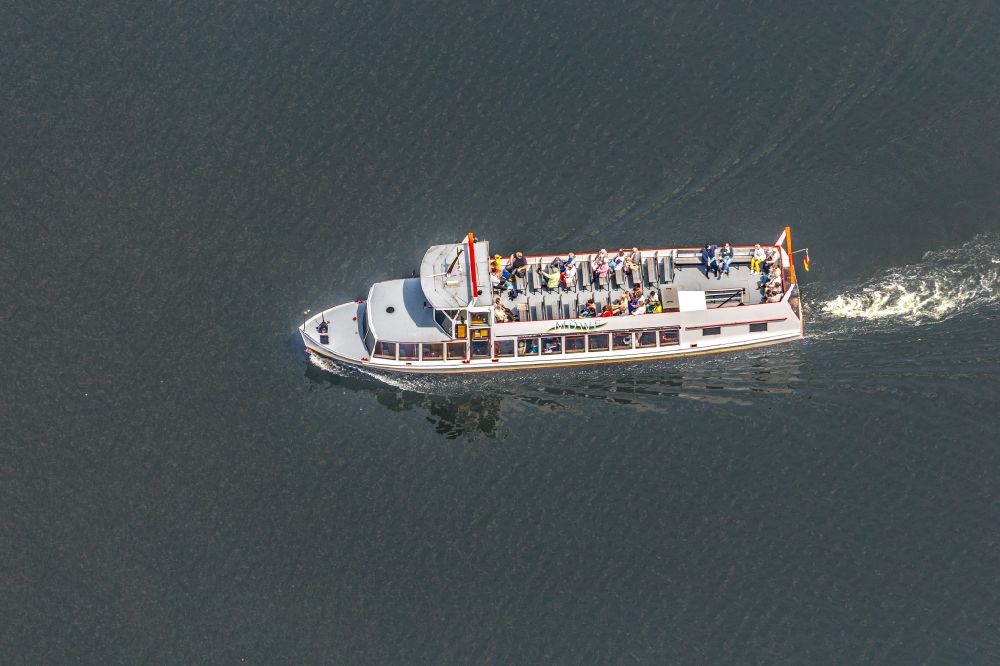 Haltern am See from the bird's eye view: Passenger ship on Halterner Stausee in Haltern am See in the state North Rhine-Westphalia, Germany