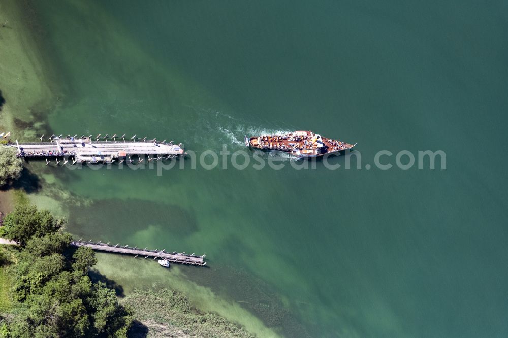 Aerial photograph Chiemsee - Passenger ship Raddampfer Ludwig Fessler in Chiemsee in the state Bavaria, Germany