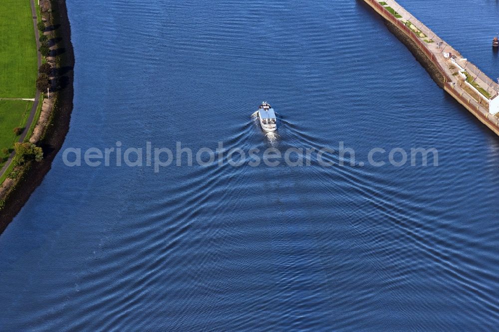 Aerial photograph Bremen - Passenger ship auf of Weser in Bremen, Germany