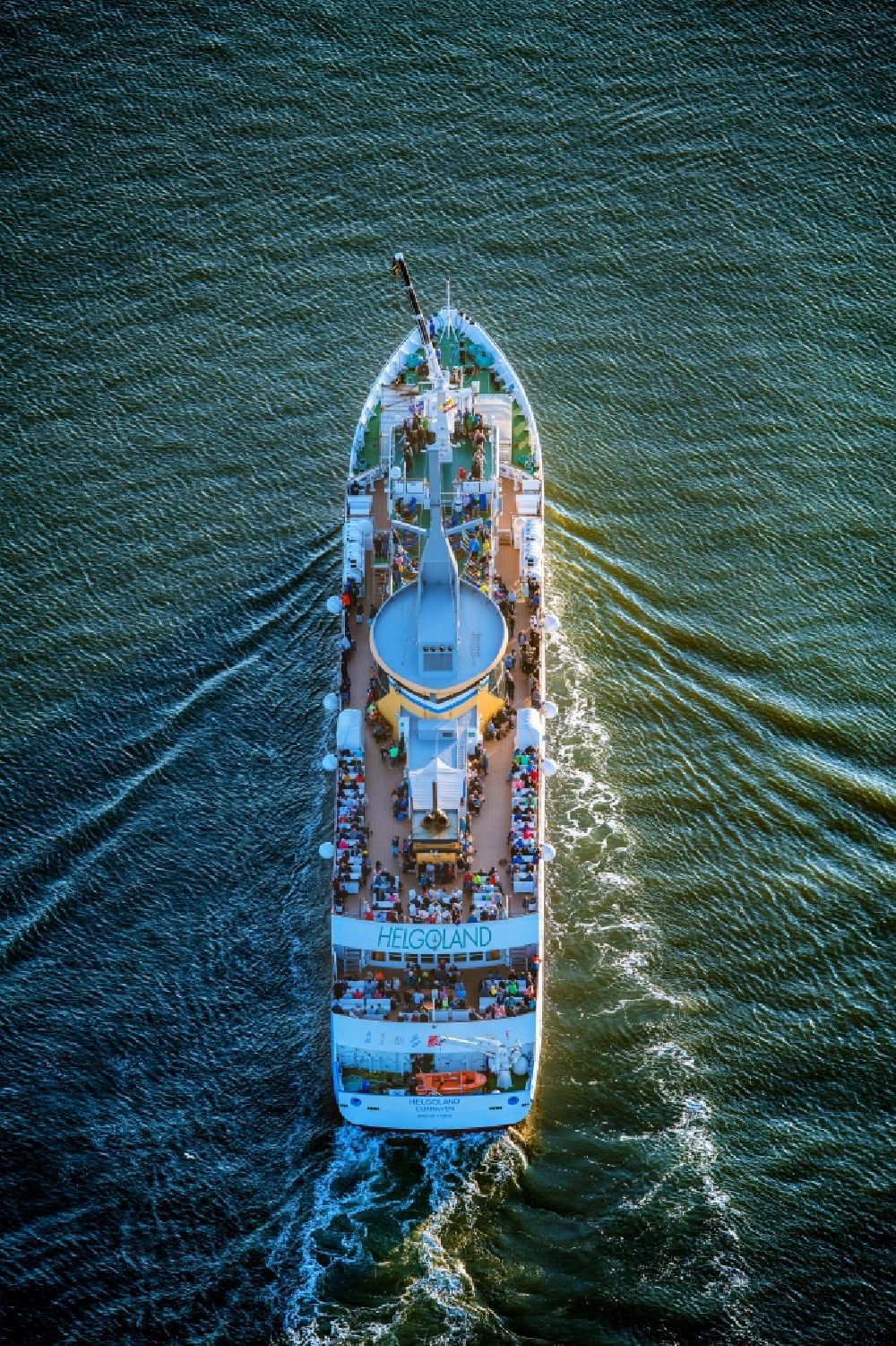 Cuxhaven from above - Passenger liner and seaside resort ship on the North Sea in Cuxhaven in the federal state Lower Saxony, Germany
