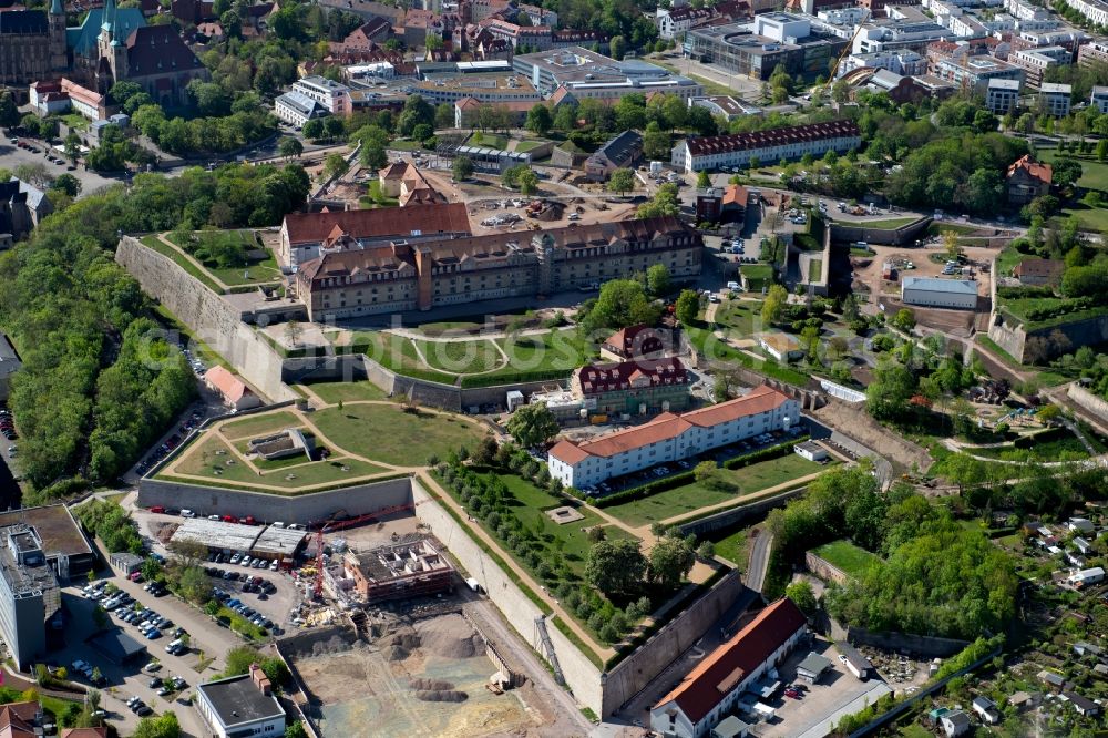 Erfurt from above - Peterskirche for the Federal Garden Show 2021 on the Zitadelle Petersberg in Erfurt in the state of Thuringia, Germany