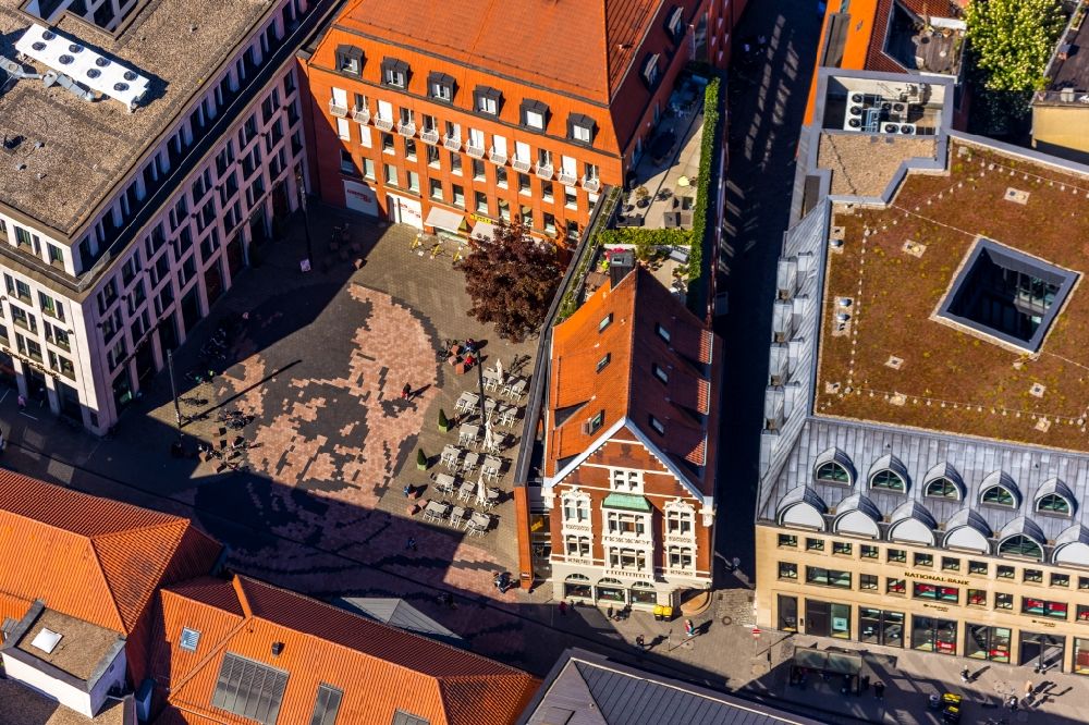 Münster from above - Platz-Ensemble Picassoplatz in the city center of the old town in Muenster in the state North Rhine-Westphalia, Germany