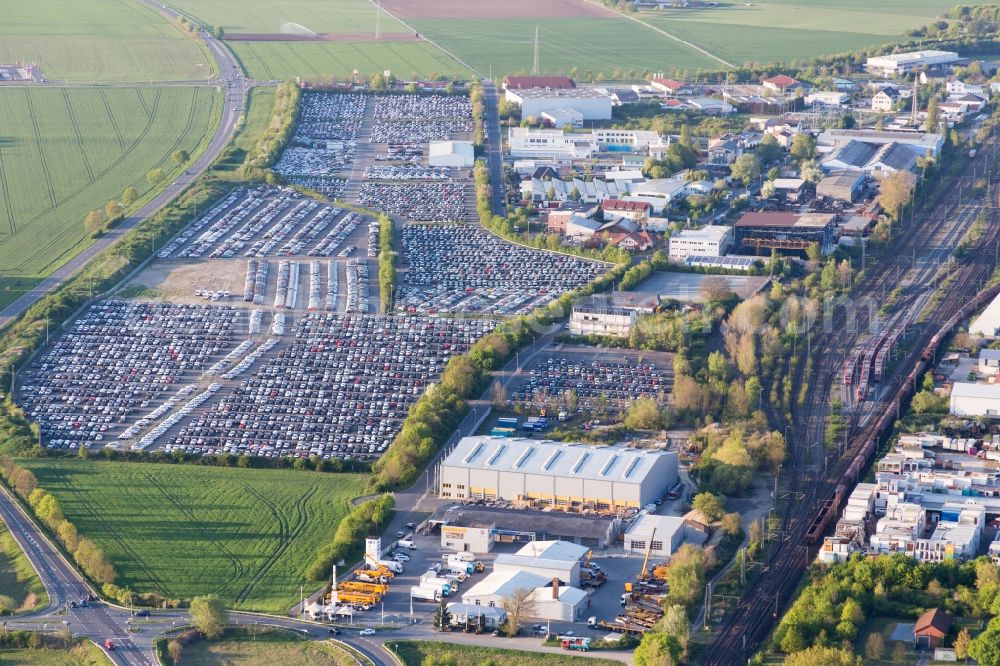 Riedstadt from the bird's eye view: Vehicle trade space of specialist dealer ARS Altmann AG Automobillogistik - Niederlassung Riedstadt in Riedstadt in the state Hesse, Germany