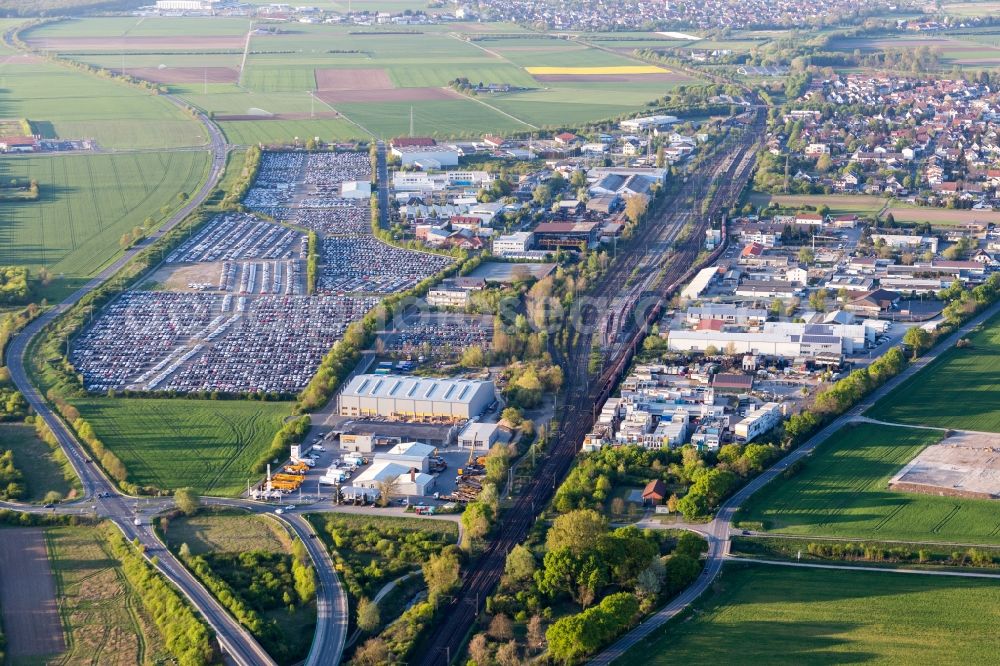 Aerial image Riedstadt - Vehicle trade space of specialist dealer ARS Altmann AG Automobillogistik - Niederlassung Riedstadt in Riedstadt in the state Hesse, Germany
