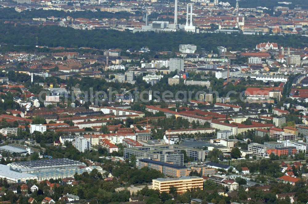 Aerial photograph MÜNCHEN - Planungsfläche für Wohnungsneubauten an der Traunreuter Straße, Ecke Püchberger Straße und Balanstraße in München Giesing. Ein Projekt der Concept Bau GmbH München.