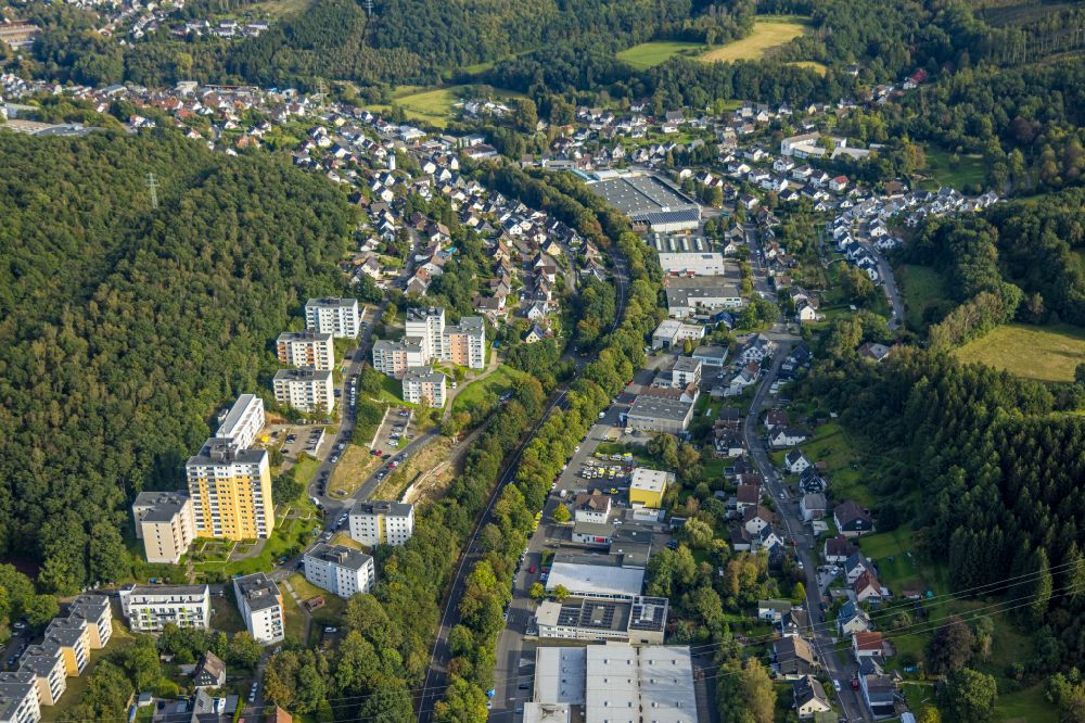 Aerial image Birlenbach - Residential area of industrially manufactured settlement on street Wildweg in Birlenbach at Siegerland in the state North Rhine-Westphalia, Germany