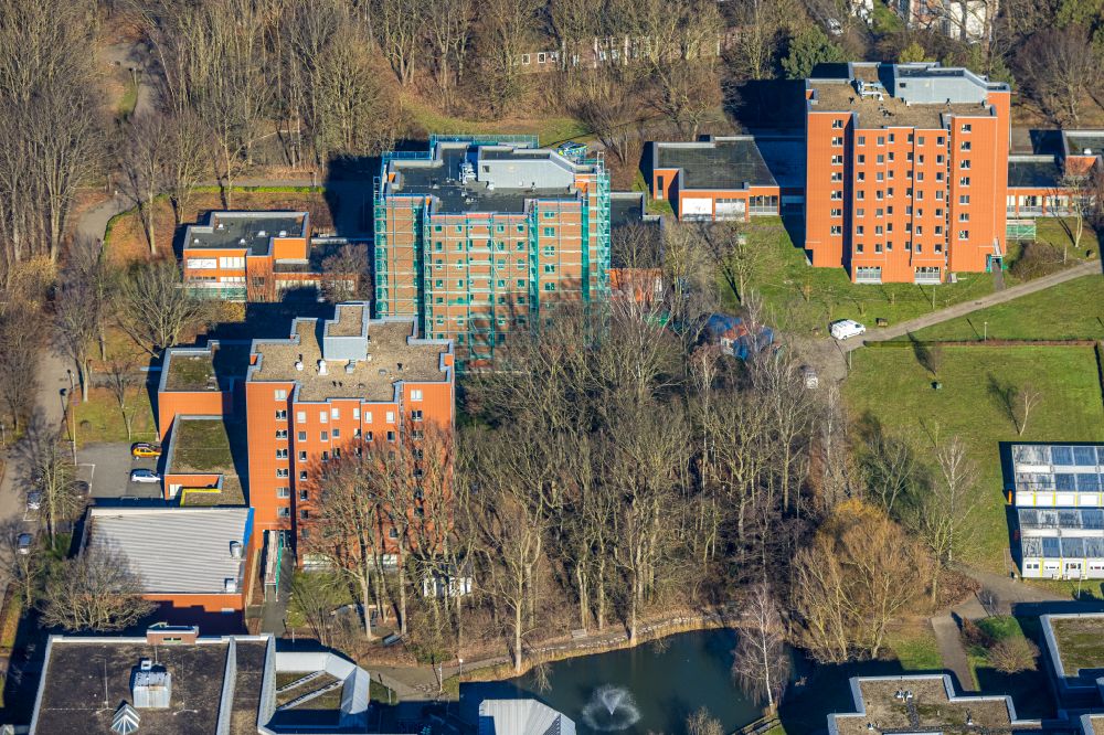 Bork from above - Skyscrapers in the residential area of industrially manufactured settlement on Carl-Sievering-Strasse in Bork in the state North Rhine-Westphalia, Germany