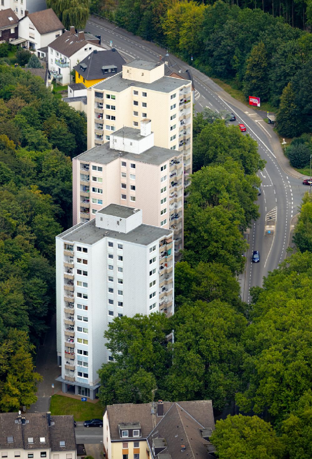 Dortmund from above - Residential area of industrially manufactured settlement on street Adalbertstrasse in the district Dorstfeld in Dortmund at Ruhrgebiet in the state North Rhine-Westphalia, Germany