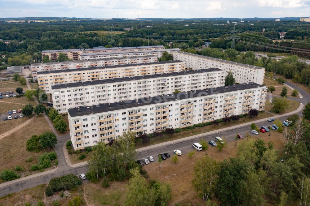 Aerial photograph Eberswalde - Residential area of industrially manufactured settlement Finow Ost in Eberswalde in the state Brandenburg, Germany