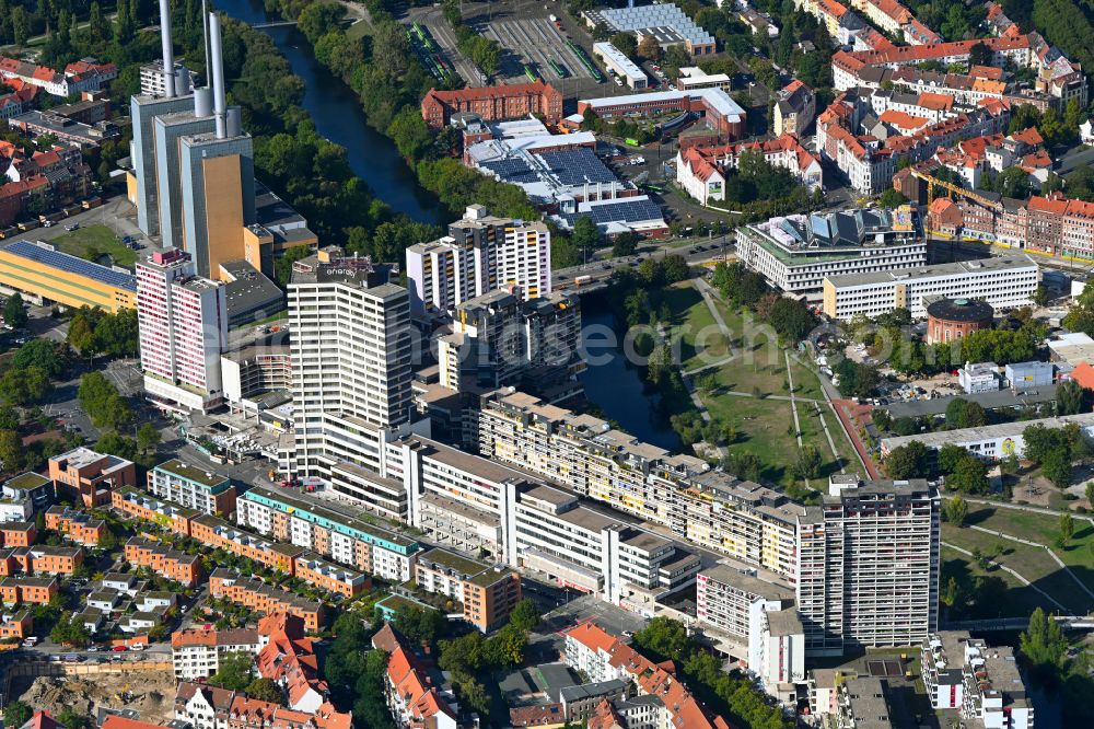 Aerial image Hannover - Residential area of industrially manufactured settlement on street Ihmepassage in the district Linden - Mitte in Hannover in the state Lower Saxony, Germany