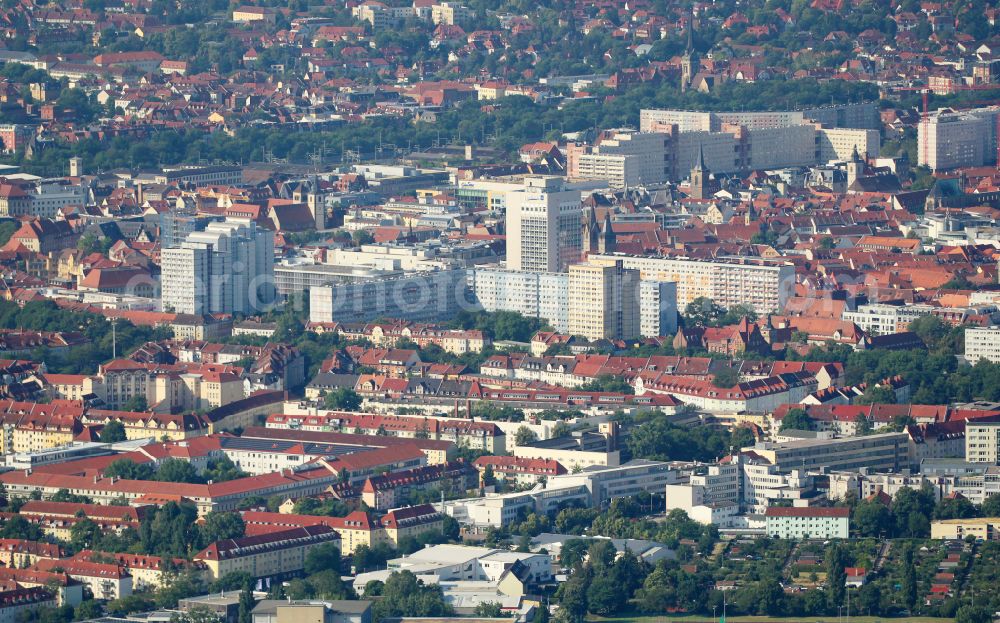 Aerial photograph Erfurt - Residential area of industrially manufactured settlement on Juri-Gagarin-Ring in Erfurt in the state Thuringia, Germany