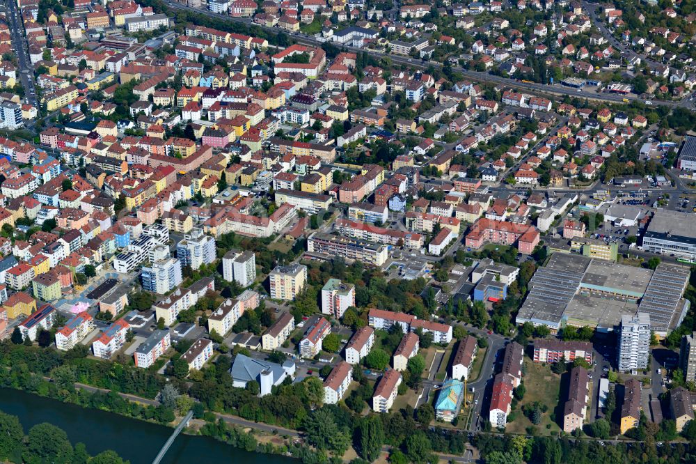 Aerial image Sanderau - Residential area of industrially manufactured settlement in Sanderau in the state Bavaria, Germany