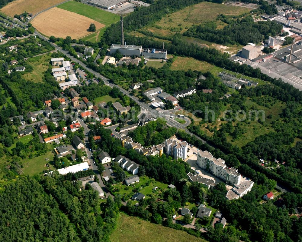 Gießen from above - Skyscrapers in the residential area of industrially manufactured settlement on Unterhof in Giessen in the state Hesse, Germany