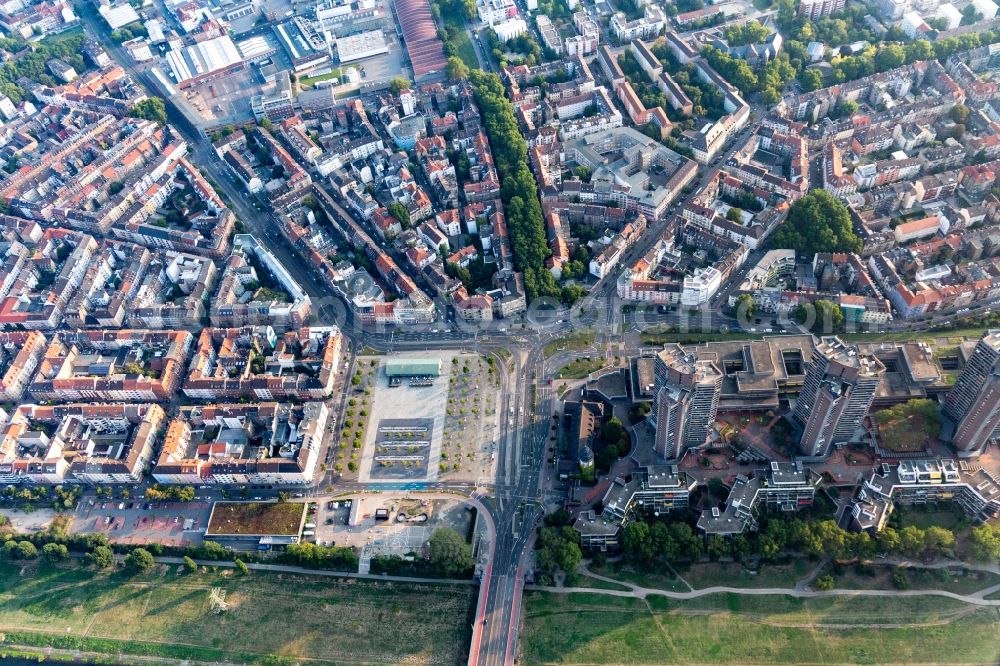 Mannheim from the bird's eye view: Ensemble space of Old Messplatz in the inner city center of district Neckarstadt in Mannheim in the state Baden-Wurttemberg, Germany