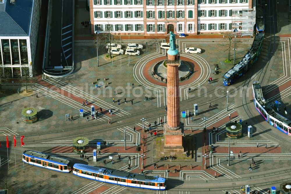 Aerial photograph Darmstadt - Ensemble space Luisenplatz in the inner city center in Darmstadt in the state Hesse, Germany
