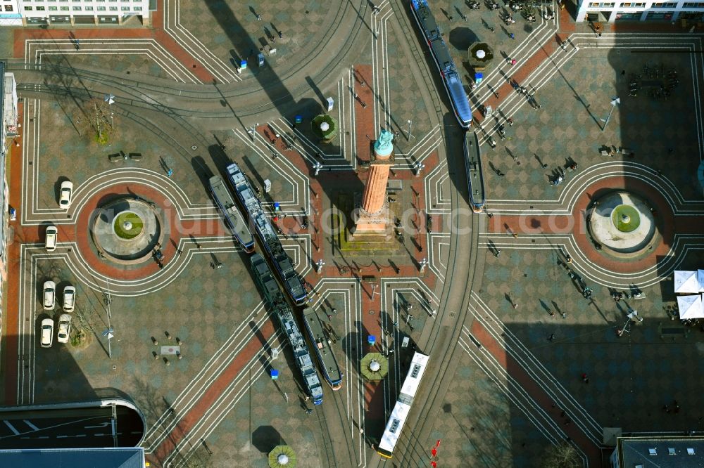 Aerial photograph Darmstadt - Ensemble space Luisenplatz in the inner city center in Darmstadt in the state Hesse, Germany