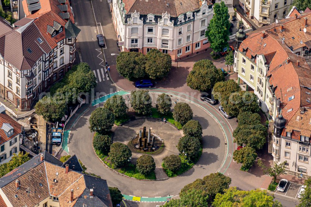 Aerial photograph Offenburg - Ensemble space an place in the inner city center on street Schillerstrasse in Offenburg in the state Baden-Wuerttemberg, Germany