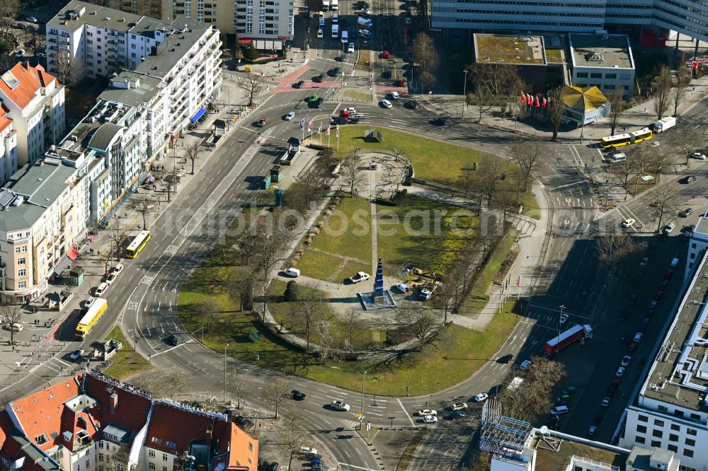 Berlin from above - Ensemble space an place Theodor-Heuss-Platz in the inner city center in the district Westend in Berlin, Germany