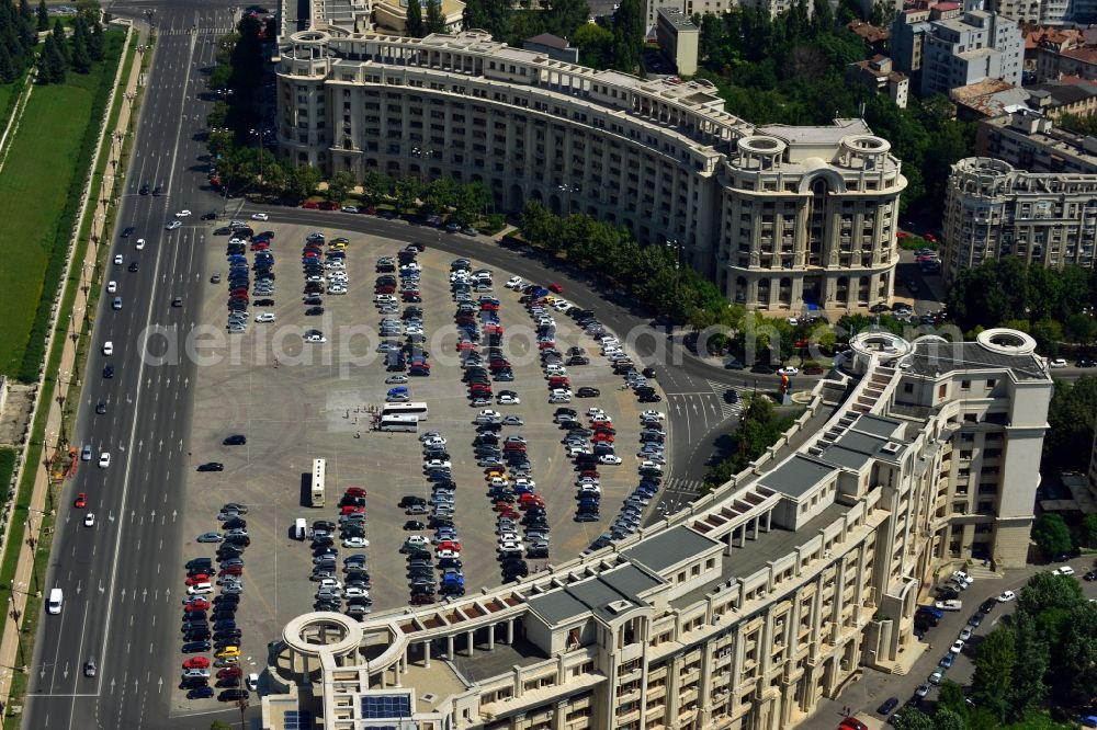 Aerial image Bukarest - View of the Constitution Square in Bucharest in Romania